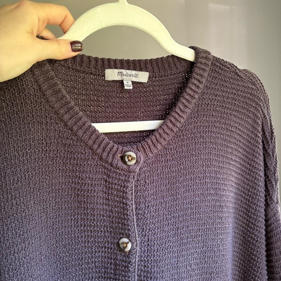 Madewell Cardigan Sweater Cotton Blend Crop Buttoned Dark Gray Size M - Picture 7 of 7